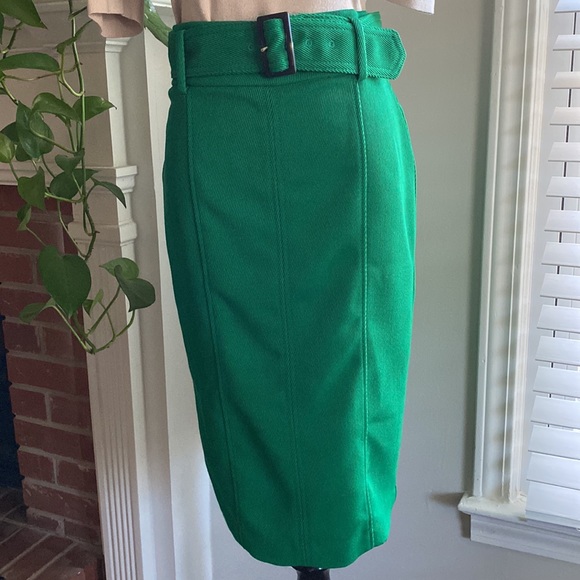 Ann Taylor Belted Seamed Pencil Skirt Kelly Green - Picture 2 of 9
